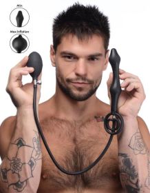 Devils Rattle Inflatable Silicone Anal Plug With Cock And Ball Ring